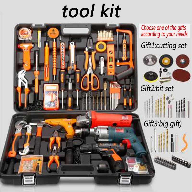 US $139.04 1PC Household Tools Package Hardware Set Electric Drill Home Electrician Maintenance Multifunctional Portable Hardware Tools
