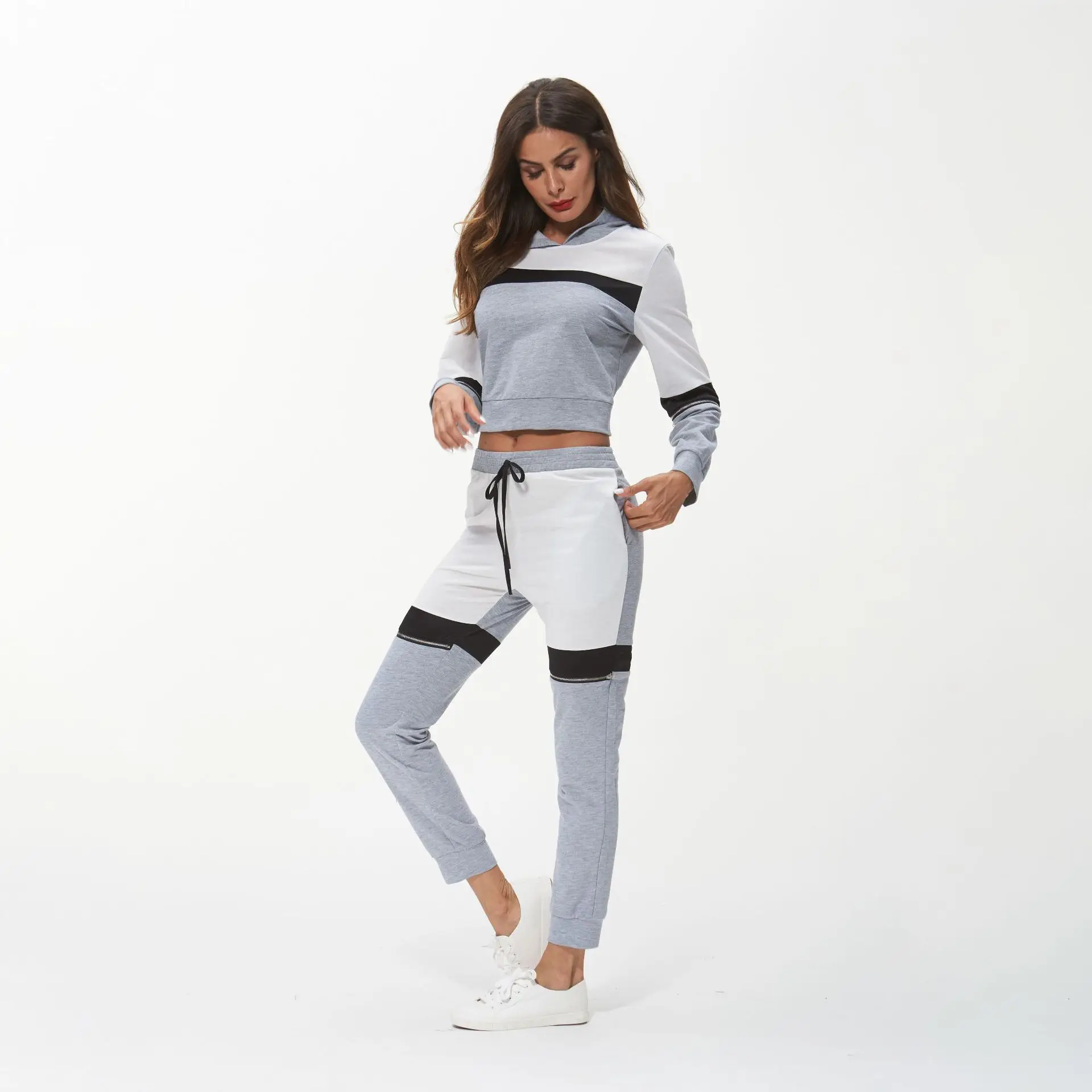 Women Tracksuit Sportswear female Hooded Hoodies Sweatshirt+pant Patchwork Running Jogging Leisure Sport Suit Workout Set Women Tracksuit Sportswear female Hooded Hoodies Sweatshirt+pant Patchwork Running Jogging Leisure Sport Suit Workout Set