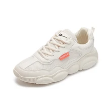 Женская обувь из натуральной кожи; прогулочная обувь, увеличивающая рост; спортивные кроссовки; повседневная обувь; Белая обувь; подошва с медведем