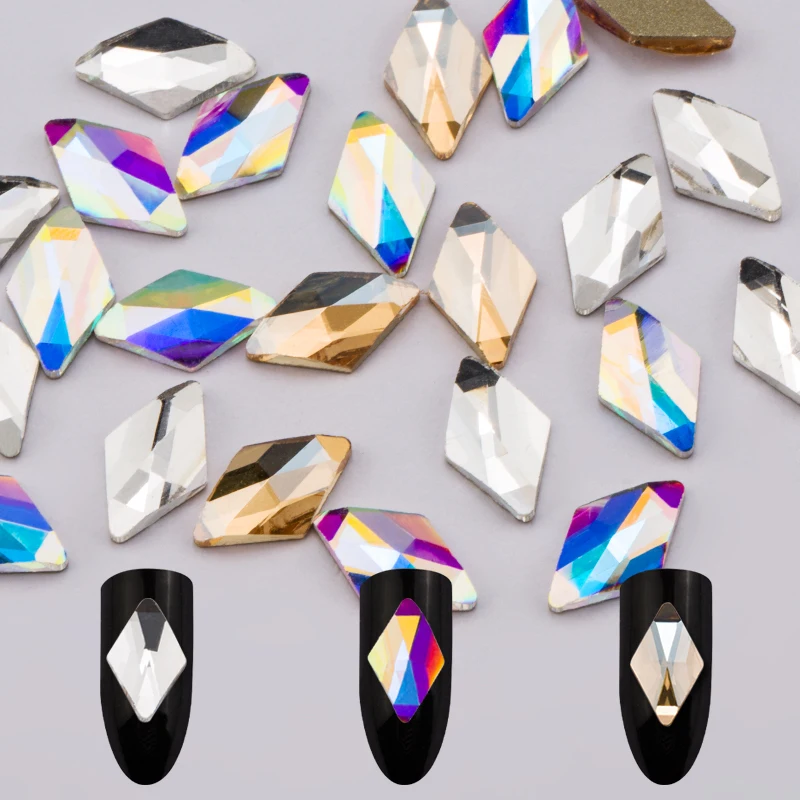 

20pcs Nail Decorations Rhinestones Glass Colorful Rhombus Shape Gem Stones For Nail 3D Decorations