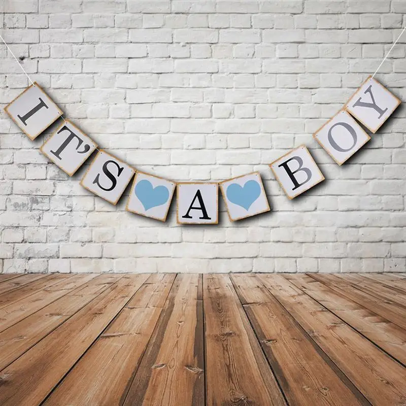 Its a Boy Girl Baby Newborn Shower Banner party decorations 1st Birthday Pompom 1 Year One Newborn Baby Shower Photobooth props