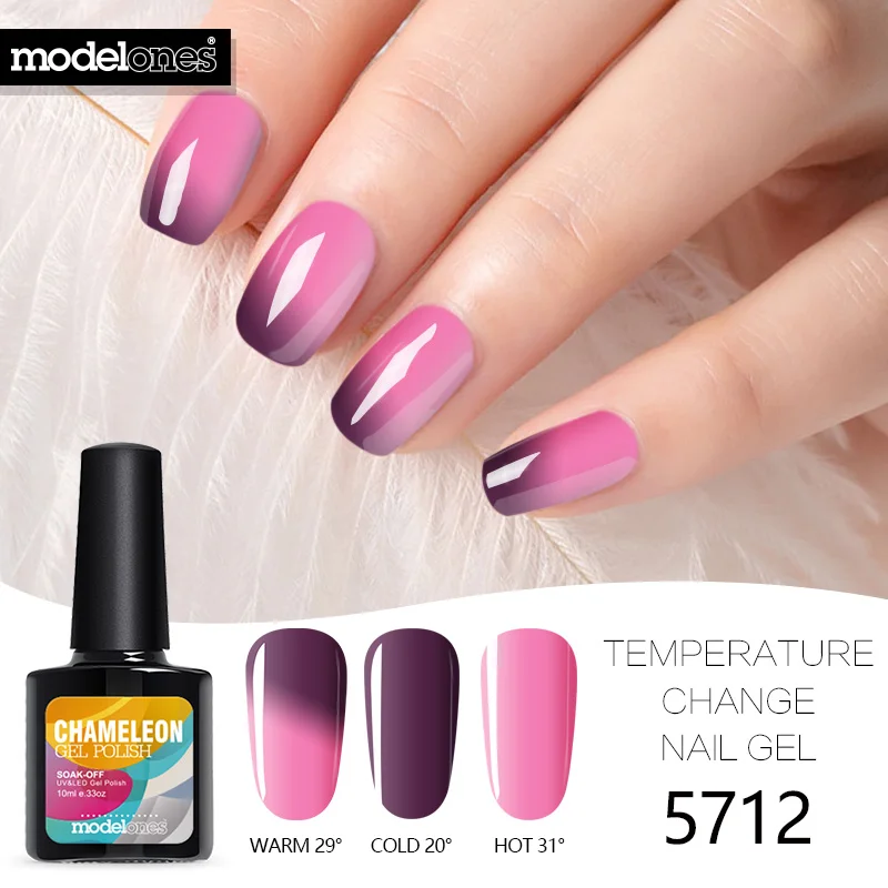 Modelones Хамелеон термо УФ-гель для ногтей меняющий цвет термальная светодиодная эмаль для ногтей замочить от температуры УФ-лак для ногтей гель - Цвет: 5712