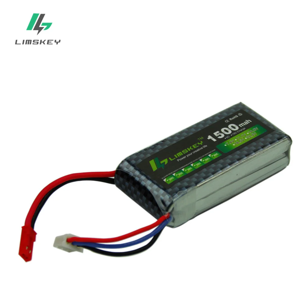 

Limskey Power 2S Lipo Battery 7.4V 1500mah 25C Max 30C for RC Qudcopter Helicopter Airplane Car JST T Plug Toy Battery 2S 2PCS