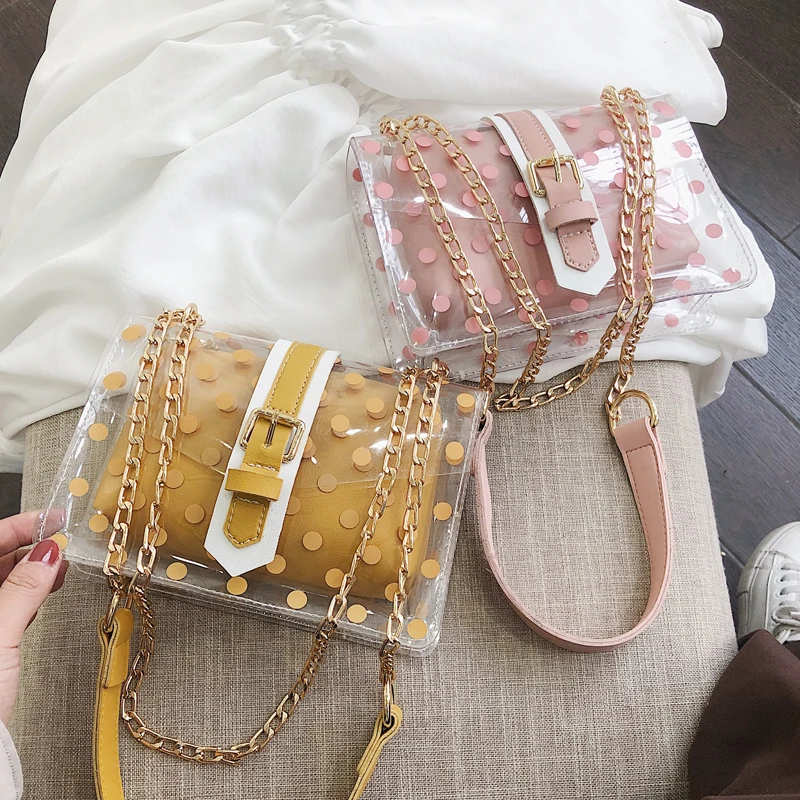 

Transparent Jelly Square bag 2019 Fashion New High Quality PVC Women's Designer Handbag Cute Girl Chain Shoulder Messenger bags