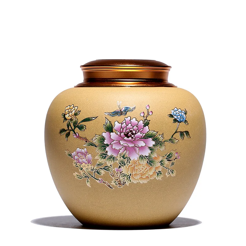 

INMYLIFE Authentic Handcrafted Yixing Purple Clay Tea Caddies Bulk Tea Jar Storage Vintage Nut Candy Spices Pot Table Decoration