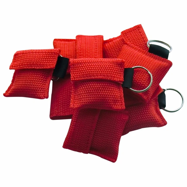 US $41.00  80Pcs/Pack Red Cross CPR Resuscitator Mask First Aid Rescue Kit CPR Face Shield With Keychain One W