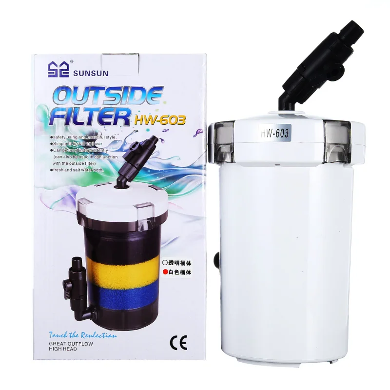 

SUNSUN HW-603B outside aquarium water external filter barrel 3-stage without UV germicidal light and free filtration materials