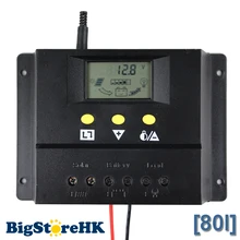 80A Solar Charge Controller 12V 24V 1000W 2000W Solar Panel LCD Screen Display PWM Charging for Off Grid PV Controller Solar