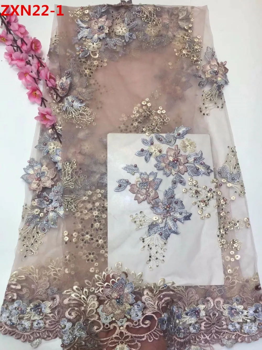 

2018 new arrival 3D Flower Hot sale African Lace Embroidery Lace fabric for dress