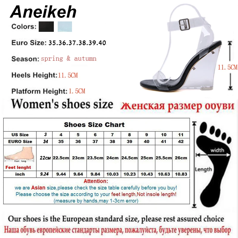 Aneikeh/ г.; модные сандалии-гладиаторы из ПВХ; модельные туфли на танкетке с открытым носком на высоком каблуке; Летние босоножки с ремешком и пряжкой; Размеры 35-40