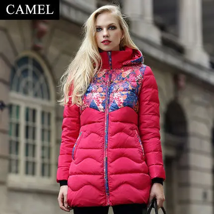 Cheap 2015 Winter Thicken Warm Woman Down jacket Coat Parkas Outerwear Luxury Hooded Fashion Mid Long Plus Size XL Printing Red