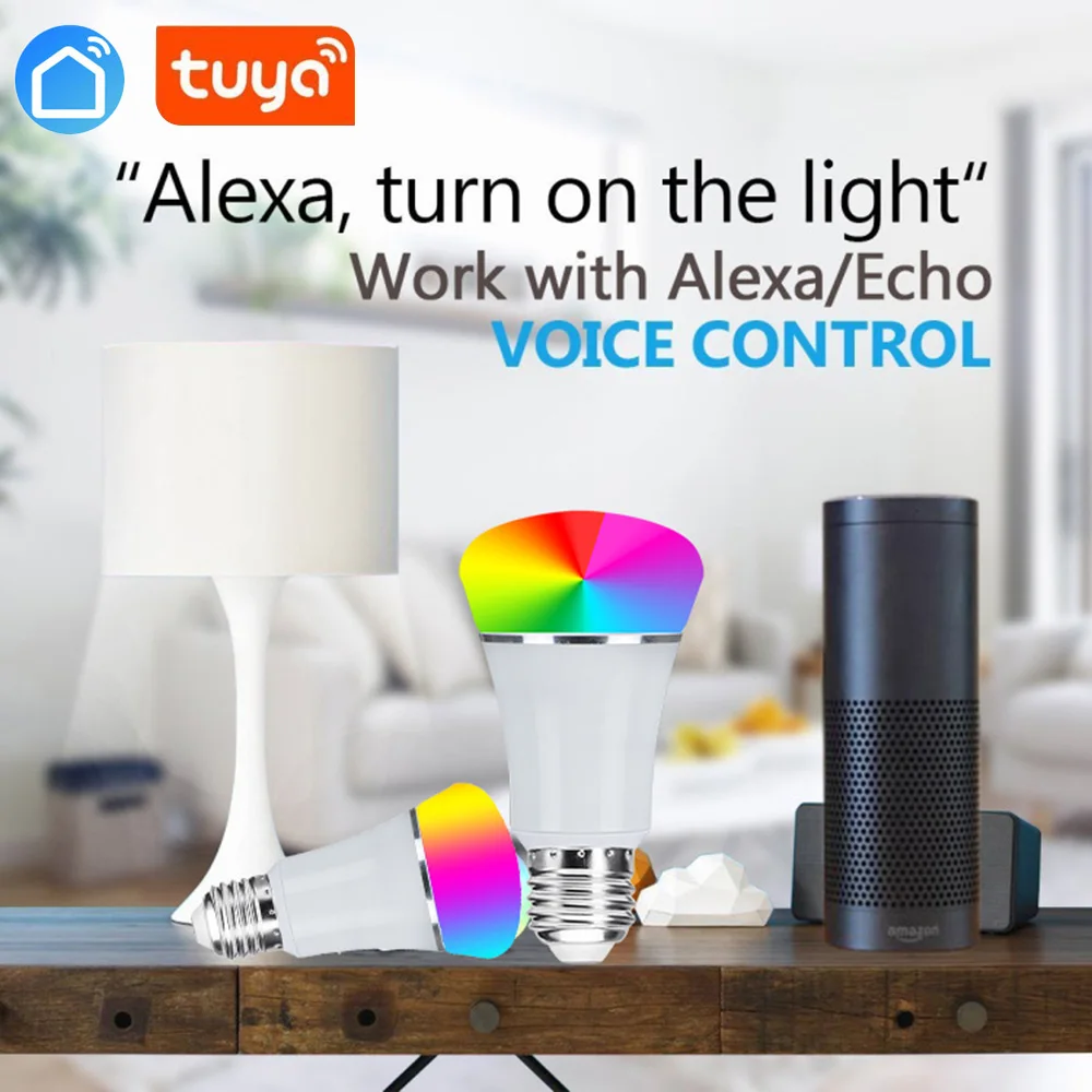 Wifi Smart Lamp switch E27/E26/B22 Dimmable RGB Color Led Lamp Light TUYA APP Remote Control For Smart Home Works With Alexa