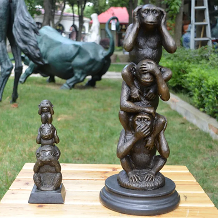

free Bronze statue animal Decoration monkey monkey not think the line three works of art donated gifts fast