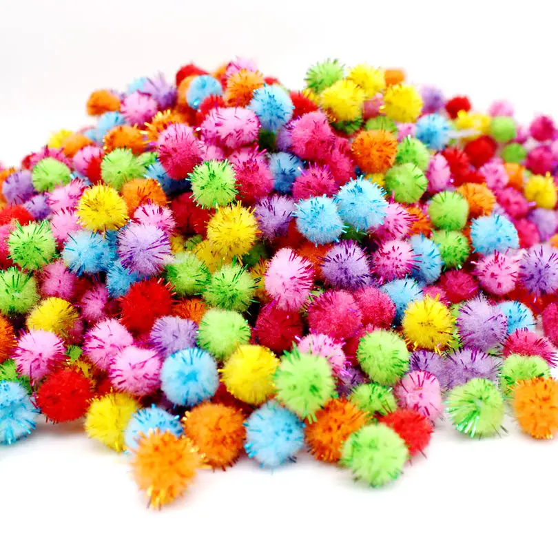 

200pcs Glitter Plush Ball Pompom DIY Wedding party Home Decoration Garment Sewing on Cloth pom poms crafts Children kids toy