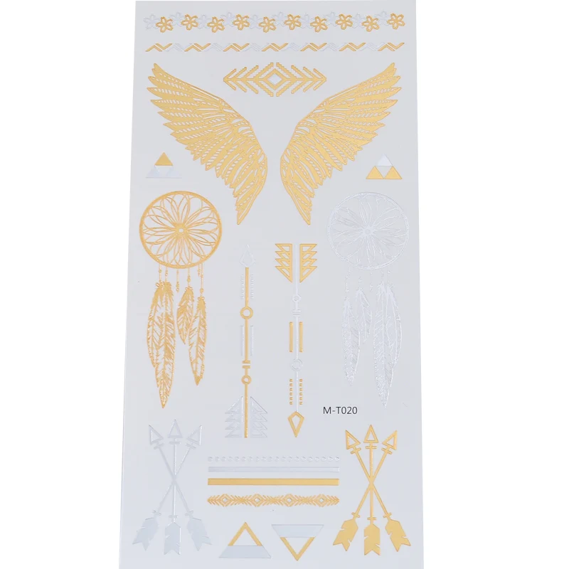 

Best Selling Angel Wings Temporary Tattoo Sticker Golden Charm Archery Star Tattoo Sticker Women Body Finger Waterproof Tattoo