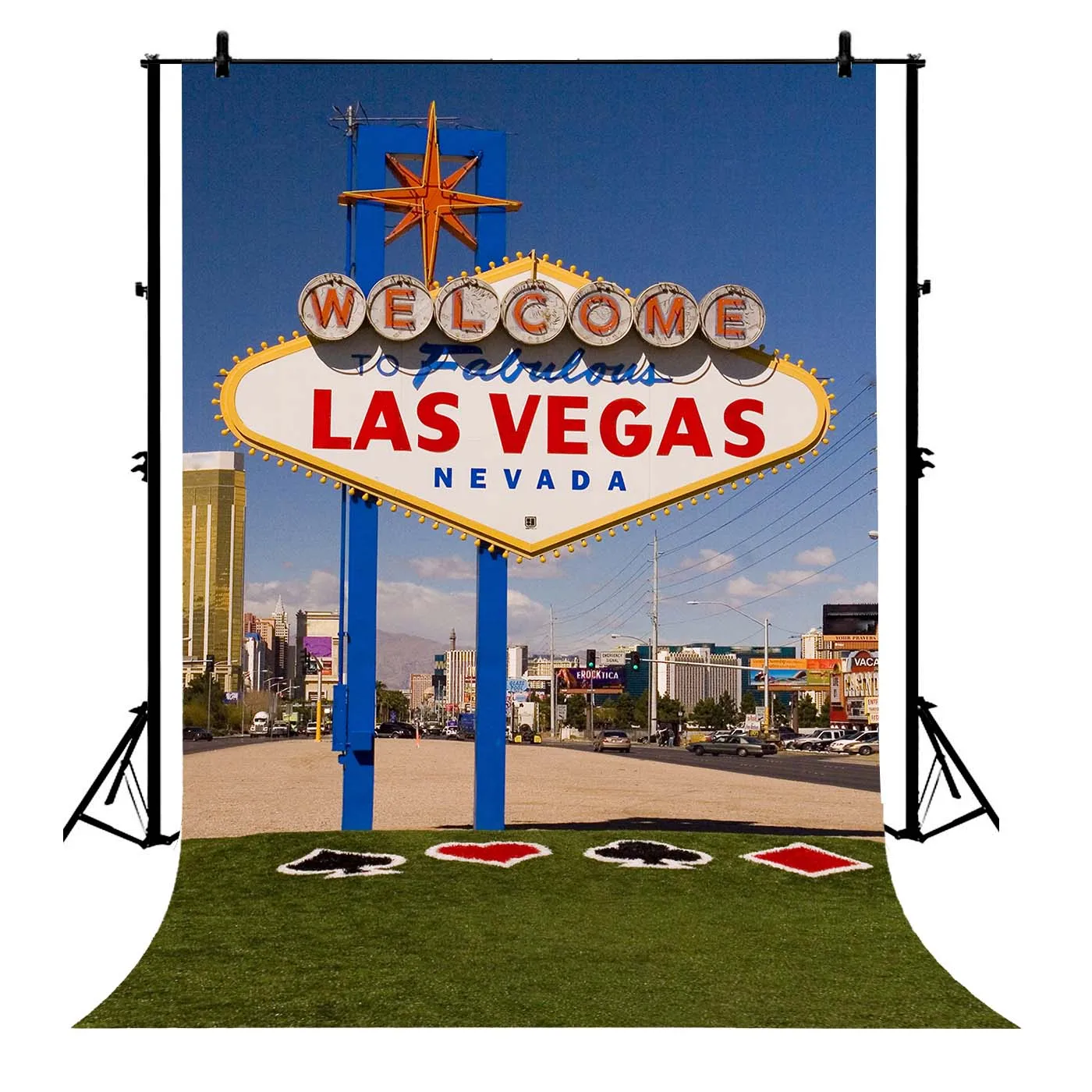 

5x7ft Las Vegas City Sign Design Logo Polyester Photo Background Portrait Backdrop