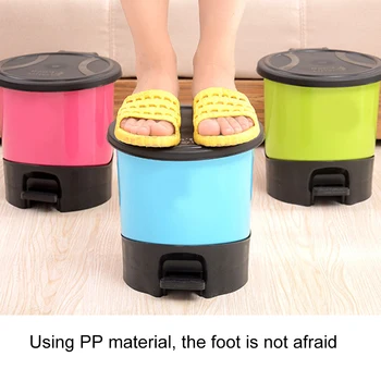 

Household Home Plastic PP Step Trash Can with Lid Foot Pedal Removable Bin