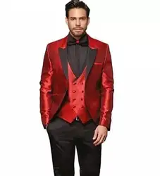 Пользовательские Shine-Men-Suit-Wedding-Slim-Fit-3Pcs-Tuxedo-Groomsman-Custom-NEW куртка + Штаны + жилет