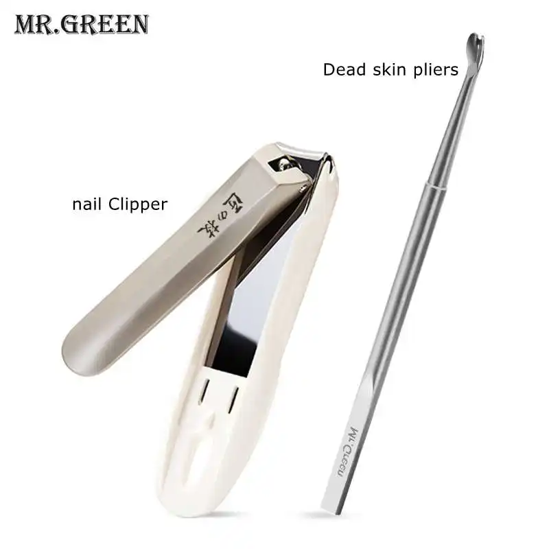 

Mr.Green profession Grooming Kit Stainless Steal Nail Clipper Catcher Dead Skin Tweezer Pedicure Tool Cuticle Pusher Anti-splash