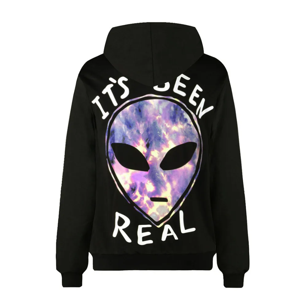

Alien 3D digital printing it has been real hooded sweatshirts plus size couple plus velvet baseball jackets