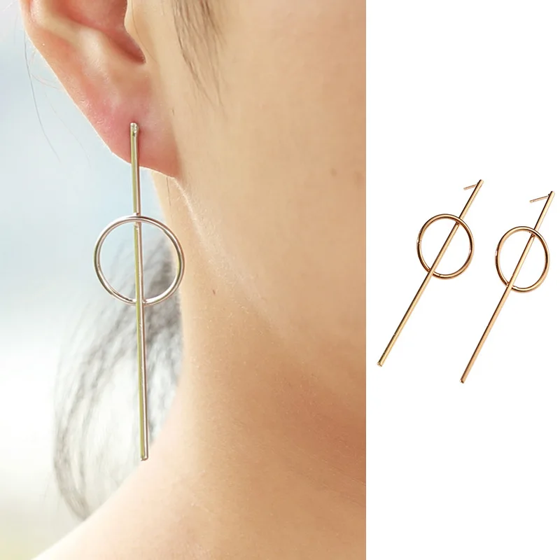 

2019 Dangle Earrings Stylish Metal Earrings With Long Strips Of Copper Interspersed With Round Earrings G0612