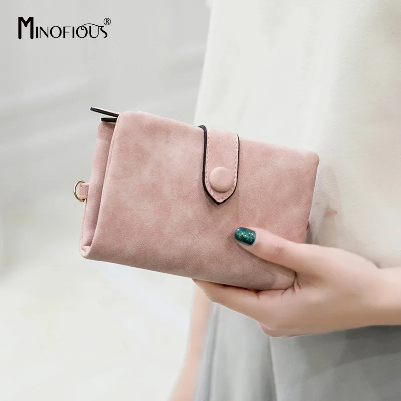 

MINOFIOUS Fashion Matte Leather Purse Women PU Short Wallet Credit Cards Money Mini Wallet Coin 2019 Soft Leather Female Purse