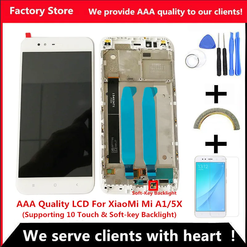 ЖК дисплей качества AAA + рамка для XiaoMi Mi A1 экран 5X/A1 в сборе (поддержка 10 сенсоров и