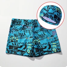 Повседневные быстросохнущие плавательные шорты для мужчин и мальчиков с принтом купальные трусы шапочка тренировочный купальный костюм пляжные шорты купальный костюм размера плюс свободный
