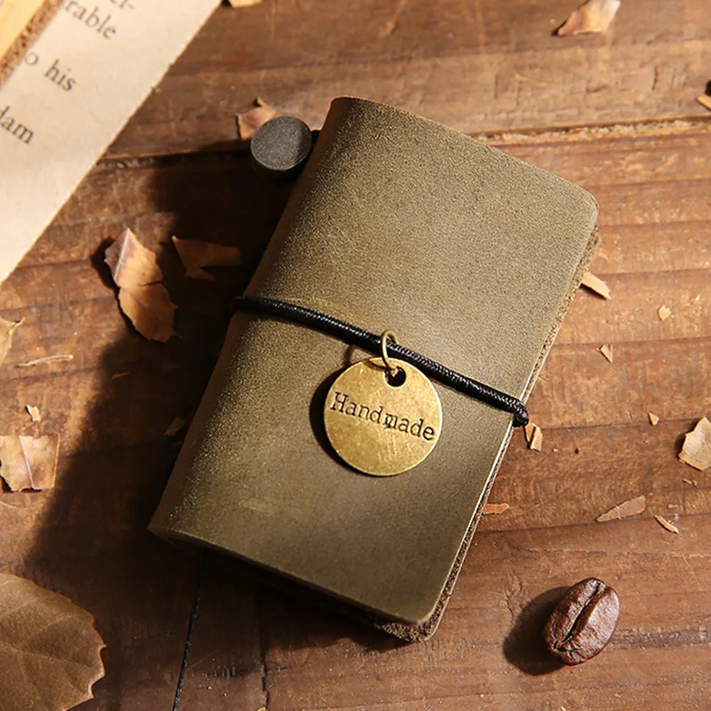 

Vintage Retro Traveler Portable Notebook Notepad Cowhide Cover Daily Memo School Supply Diary Journey Bandage Mini