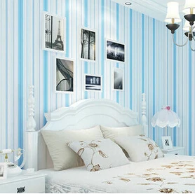 

Household adornment Children room non-woven wallpaper Mediterranean powder blue stripes princess sitting bedroom wallstickers
