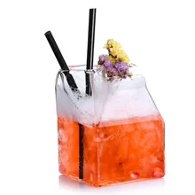 Free Shipping 4 PCS Square Shape Cocktail Glass Milk/Juice Glass Drinkware Set of 4