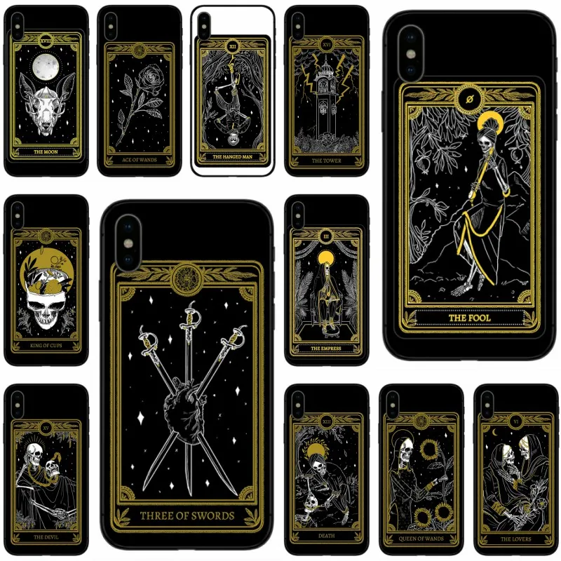 

Cool card black The Marigold Tarot Cover Soft Silicone black Phone Case For iPhone X XR XS MAX 5 5C 5S SE 6 6S Plus 7 8 Plus