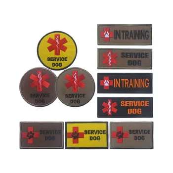 

10pcs/lot 3D Embroidered patches loops and hook Military Tactical Backpack Caps patch SERVICE DOG patches badges