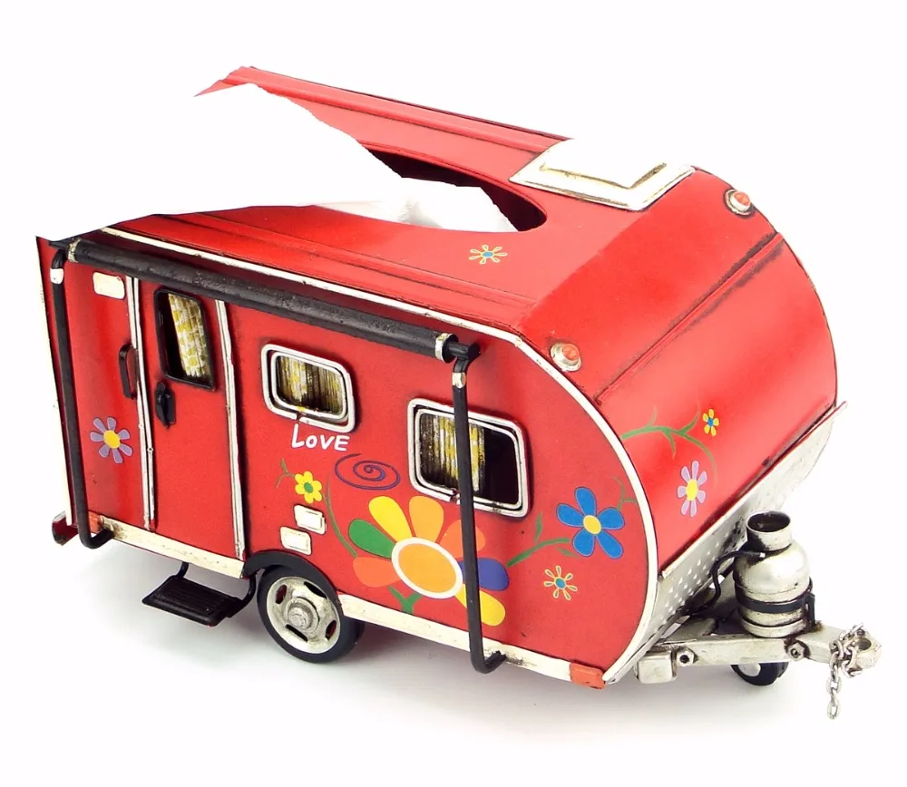Baratos Vintage hierro arte hogar Decoración camping coche remolque caja papel toalla caja artesanía