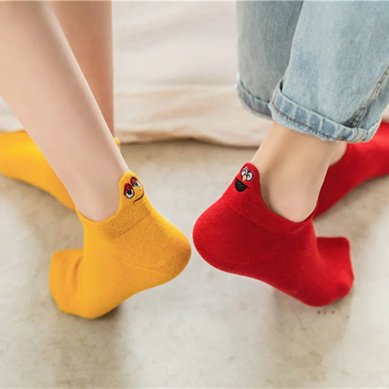 

New women cotton socks stereoscopic Cute Smiley face Female Summer Kawaii Socks Women short Casual Soft Funny Socks korean sox