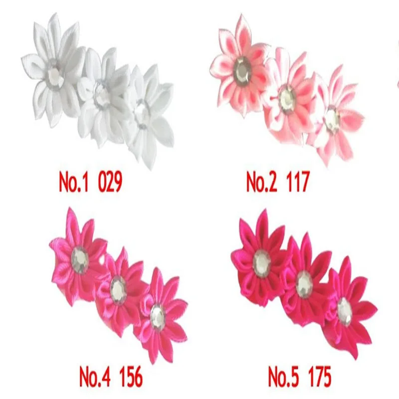 

24 BLESSING Good Girl 3" Row Flower Clip Grosgrain Ribbon Accessories