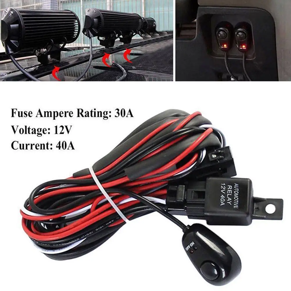 

Vehicle1 Set LED Light 1 to 3 Wiring Harness Relay Fuse Kit 80A 12V for 12V Car Off-road Wiring Harness Kit Loom Light Bar