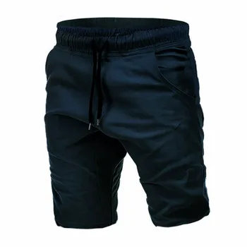 

2019 Men Slim Solid Cotton Blend Soft Work Uniform Knee Length Casual Shorts Summer Solid color tether waist Khaki men Shorts
