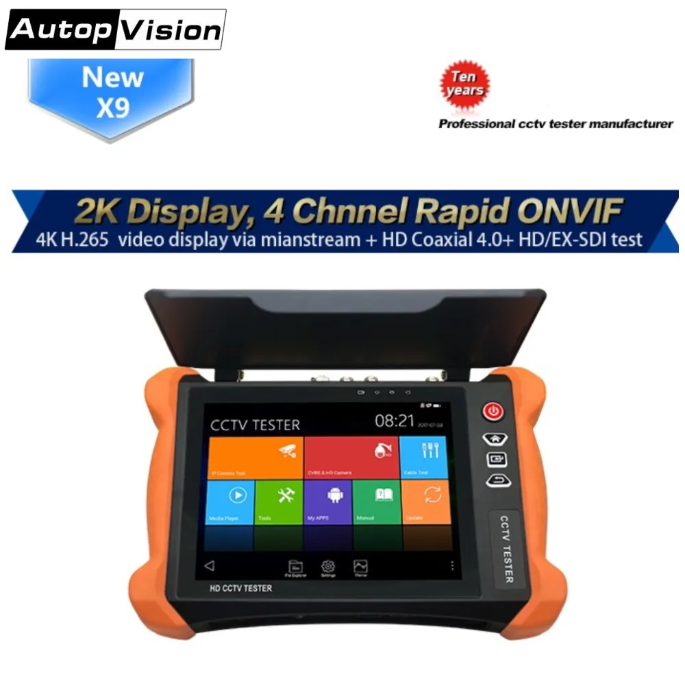 Новинка 2018 8 дюймовый тестер IP камеры H.265 4K X9 8MP TVI CVI 5MP AHD SDI CVBS CCTV монитора с