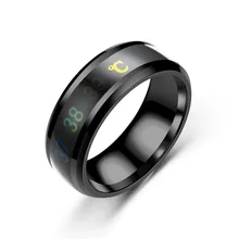 Bague de mesure de la température, thermomètre Intelligent, en acier inoxydable, bague de mariage créative pour couples, bijoux