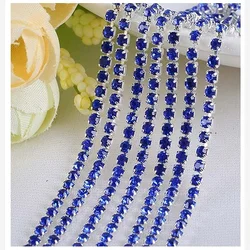 Vibrant 30 - Color Glass Crystal Rhinestone Chain for DIY Fashion and Decor (Sapphire blue)