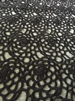 

5 yards black guipures lace fabric with retro waving pattern, chevron lace bridal venice wedding decors, vlf006