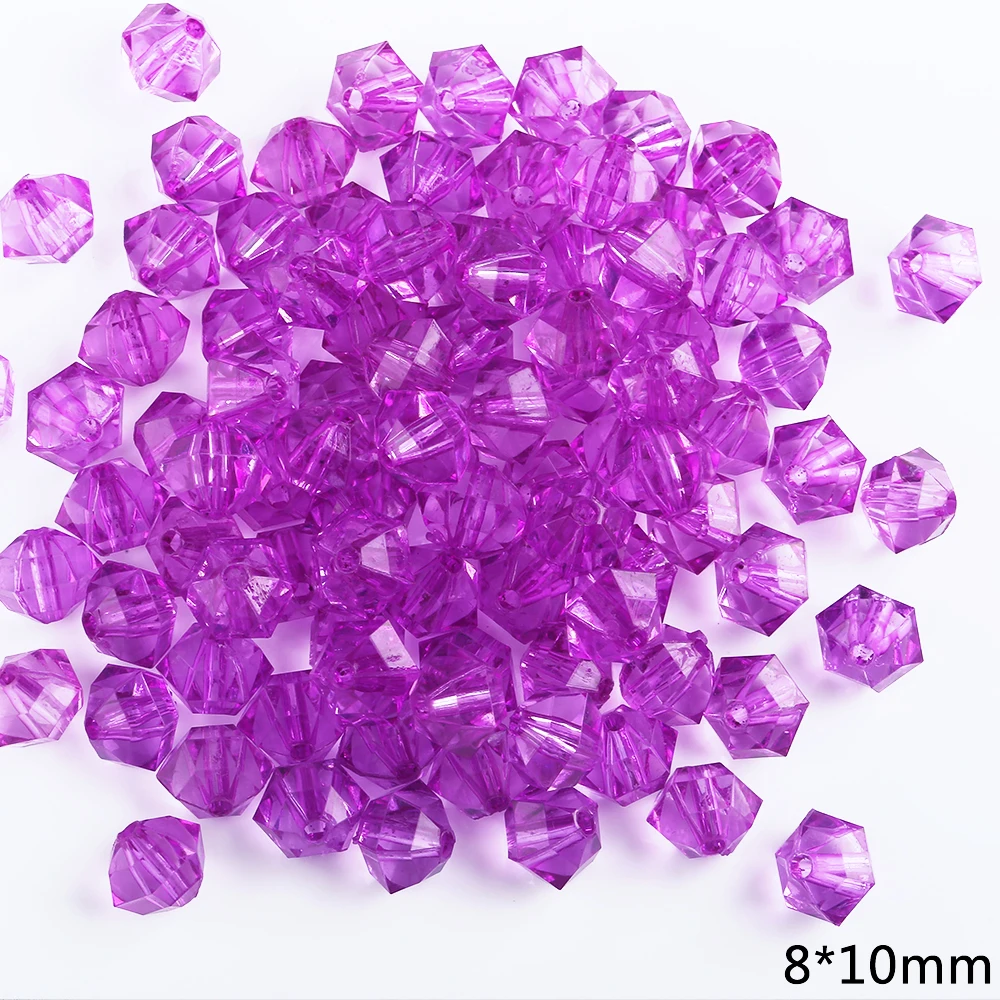 100pcs Transparent Cut Faceted Purple Crystal Bicone Beads DIY