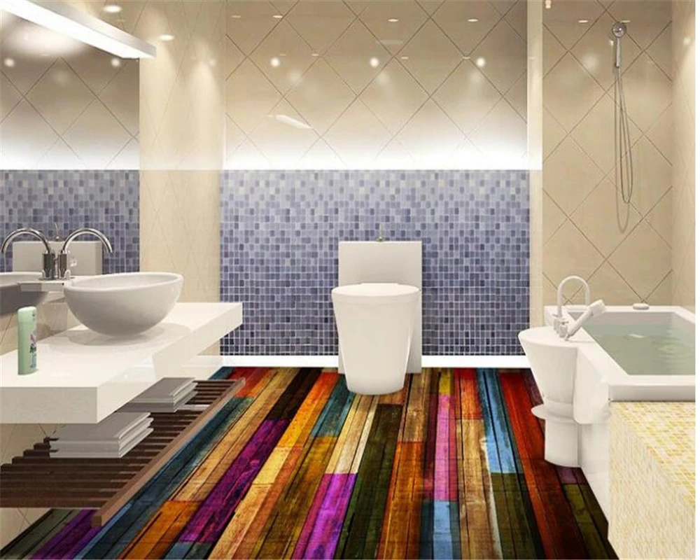 beibehang papel de parede Decorative interior wallpaper classic retro
color wooden parquet living room bathroom 3d flooring
