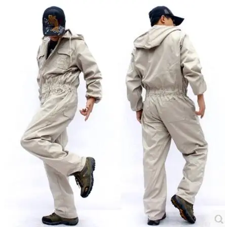 

S-4XL ! 2018 New Men's clothing Hooded one piece work wear jumpsuit wear-resisting Casual loose Long sleeve clothes Set male