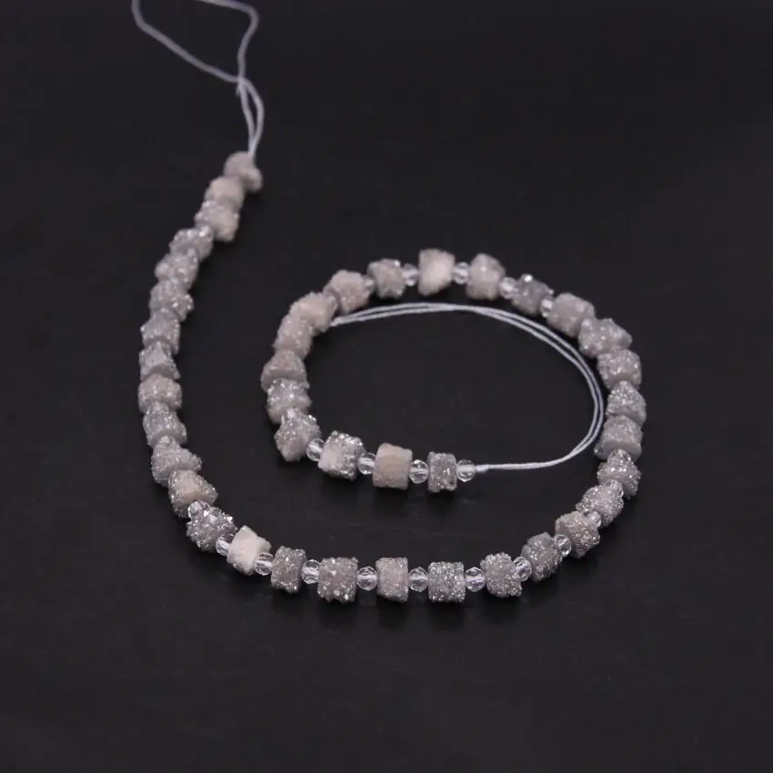 

Approx41pcs/Strands Small Silver Grey Titanium Drusy Quartz Geode Round Tube Beads,Crystal Druzy Nugget Pendants Jewelry Making