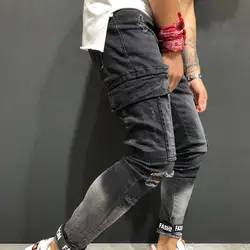 2019 одежда Instyle мужские модные обтягивающие джинсы потертые тонкие эластичные джинсы байкерские джинсы S-3XL Stylische und bequeme Herrenmode