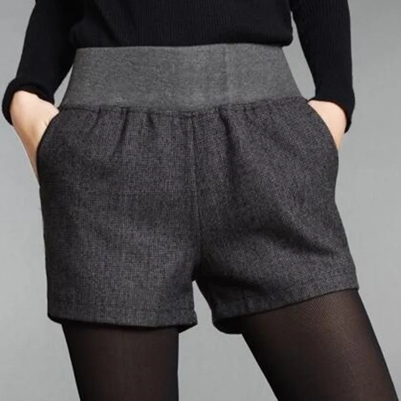 Women Winter Shorts Elastic Waist Casual Shorts 2017 Autumn Winter Wool