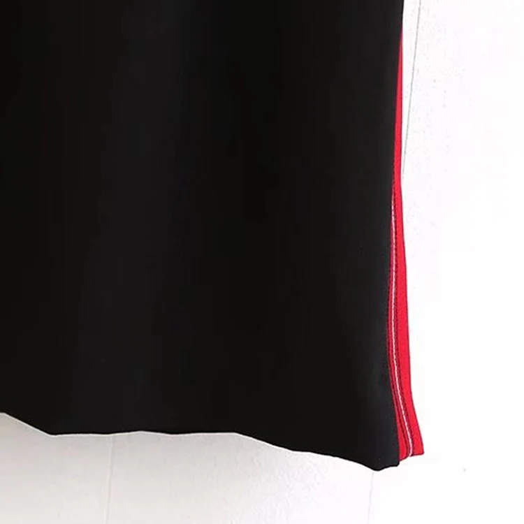 Manera Stock De En Libre Del La Cintura Remiendo Alta Negro Faldas Straight Envío Falda wPqE7cdd4