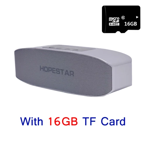 HOPESTAR H11 Bluetooth беспроводной динамик Hifi Саундбар двойной бас стерео Поддержка USB TF AUX FM с зарядным устройством для телефона - Цвет: Silver With 16G Card